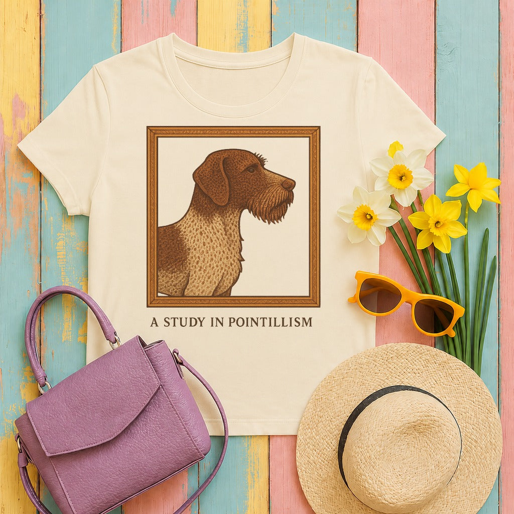 german wirehaired pointer study-in-pointillism tee flat lay hero