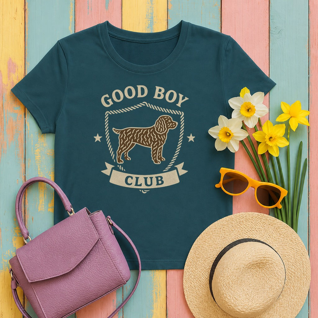American Water Spaniel Good Boy Club Tee in Heather Deep Teal