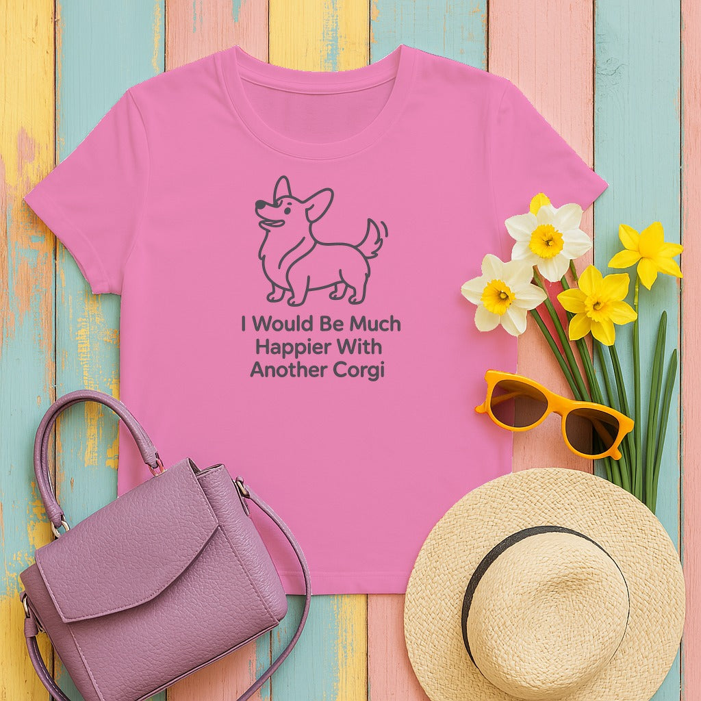 Corgi Happiness Wish T-Shirt in Azalea