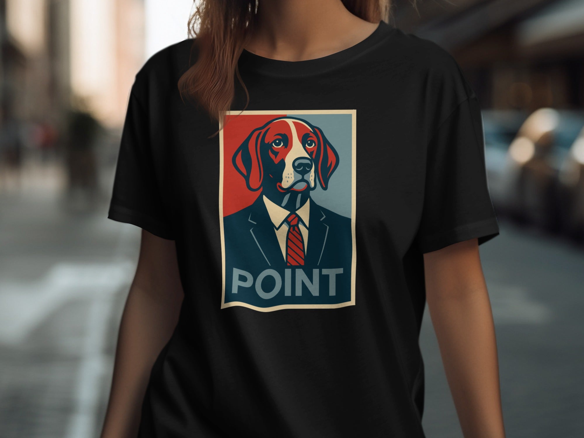 Dog in Suit Graphic Tee with POINT Text Design