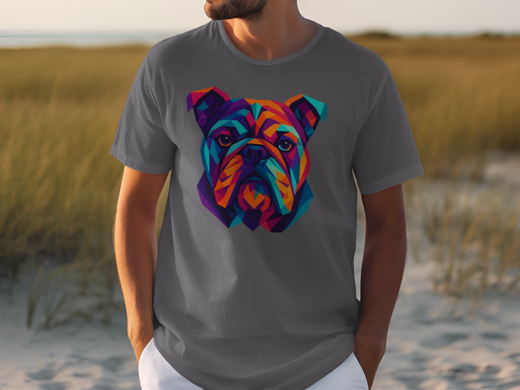 Geometric Bulldog Graphic Tee Perfect for Casual Outfits