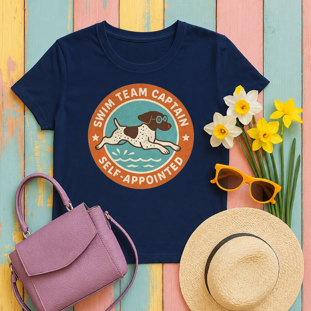 German Shorthaired Pointer Swim Team Captain T-shirt in Navy