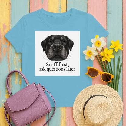 Sniff First Ask Questions Later Dog Print T-shirt product