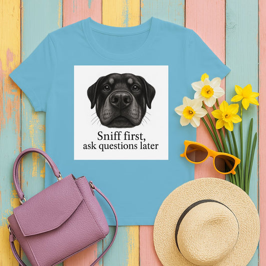 Sniff First Ask Questions Later Dog Print T-shirt product