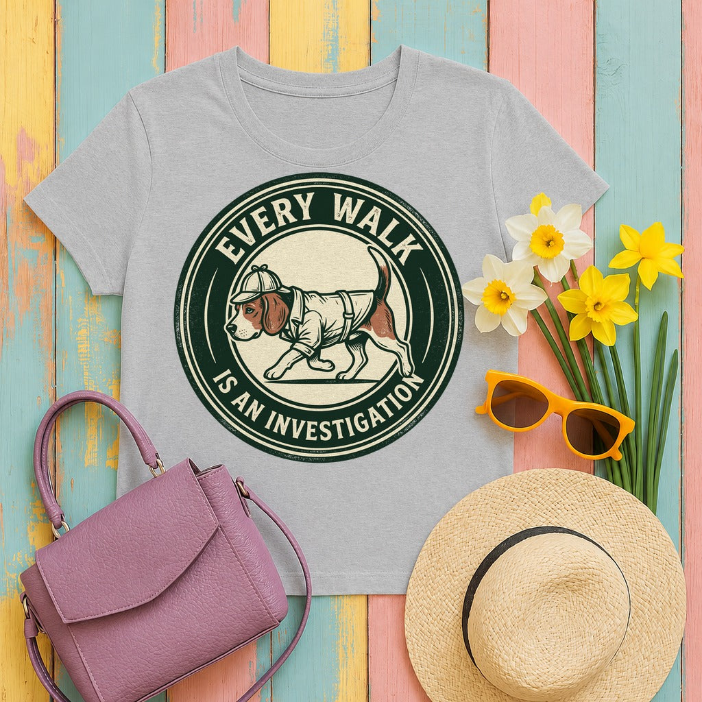 Every Walk: Canine Detective Beagle T-Shirt in Sport Grey