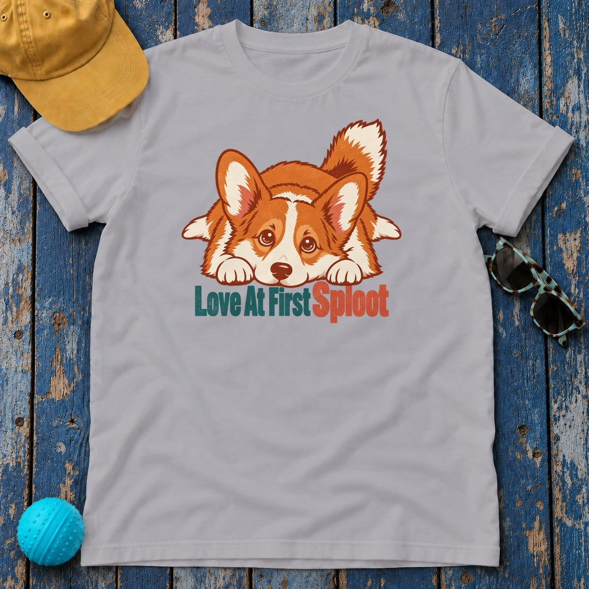 Love At First Sploot Corgi T-Shirt — Athletic Heather