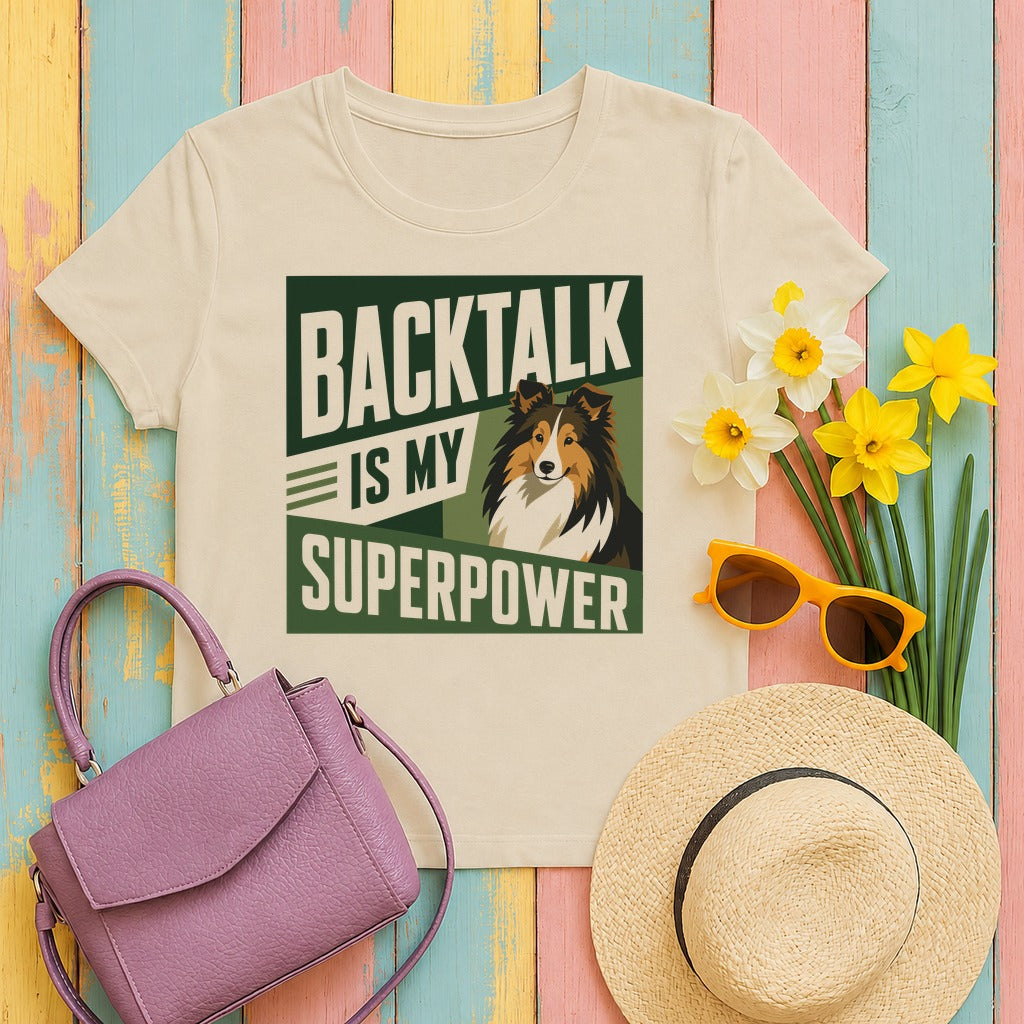 Backtalk Sheltie Superpower Graphic T-Shirt in Sand
