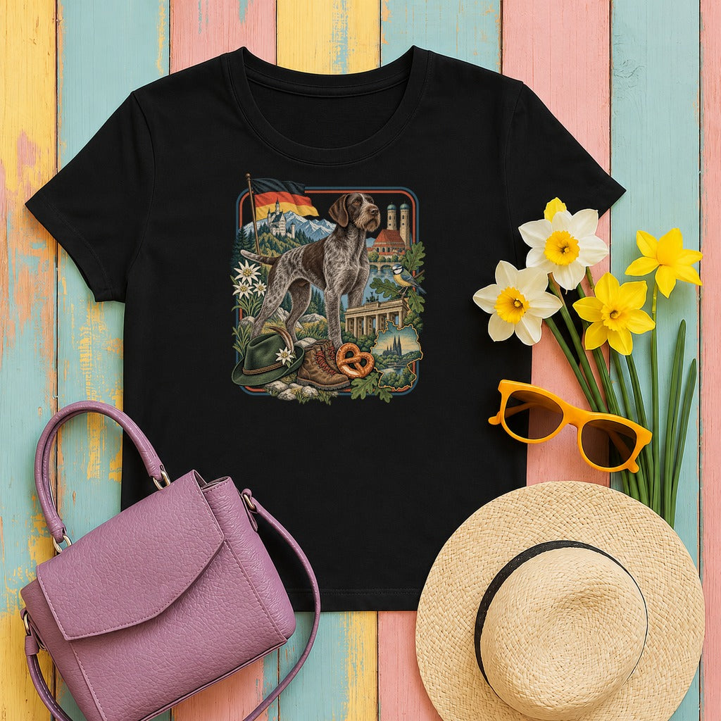 German Wirehaired Pointer Germany Heritage tee, Black
