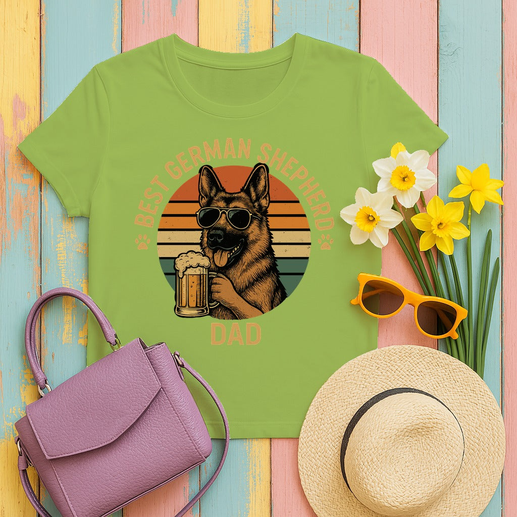 Best German Shepherd Dad Beer Lover Gift Funny T-Shirt in Kiwi