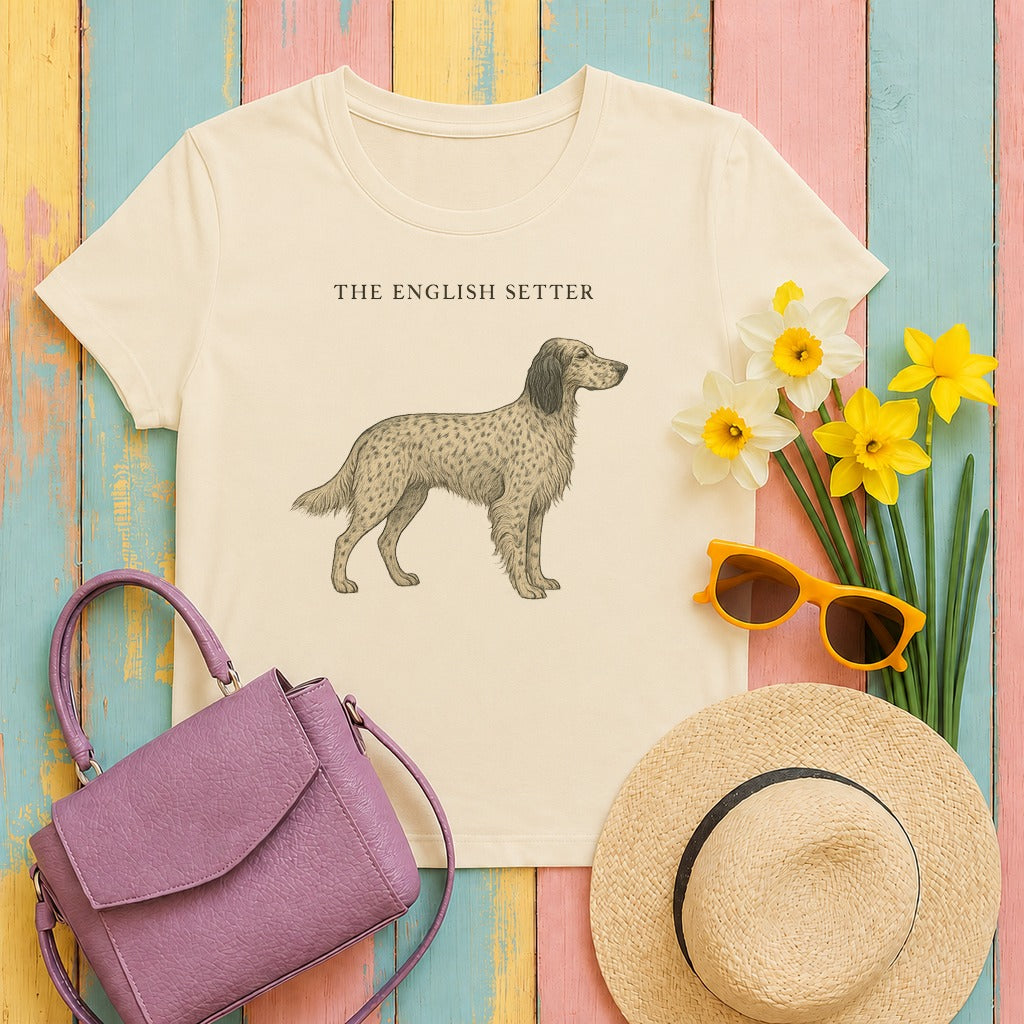 english setter field-guide-portrait tee flat lay hero