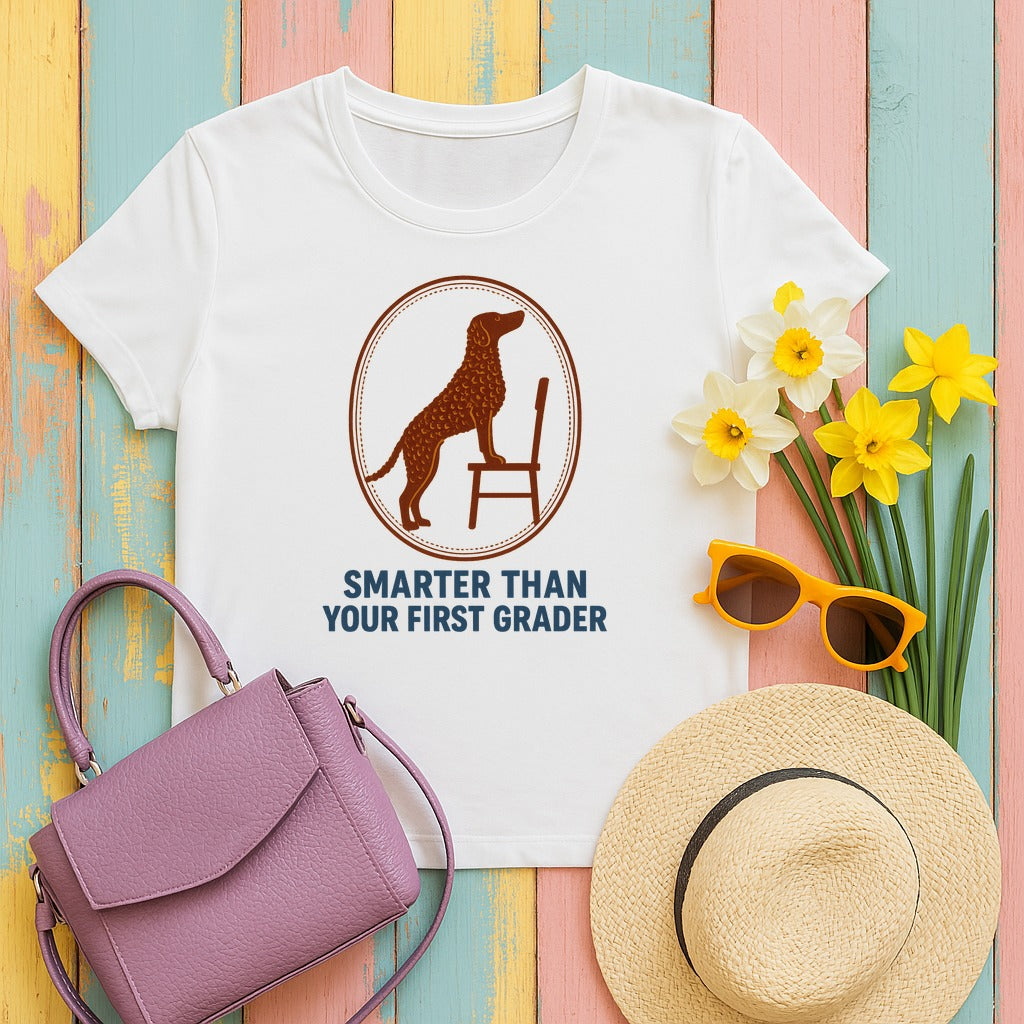 Curly-Coated Retriever Smarter Than Your First Grader Tee in White