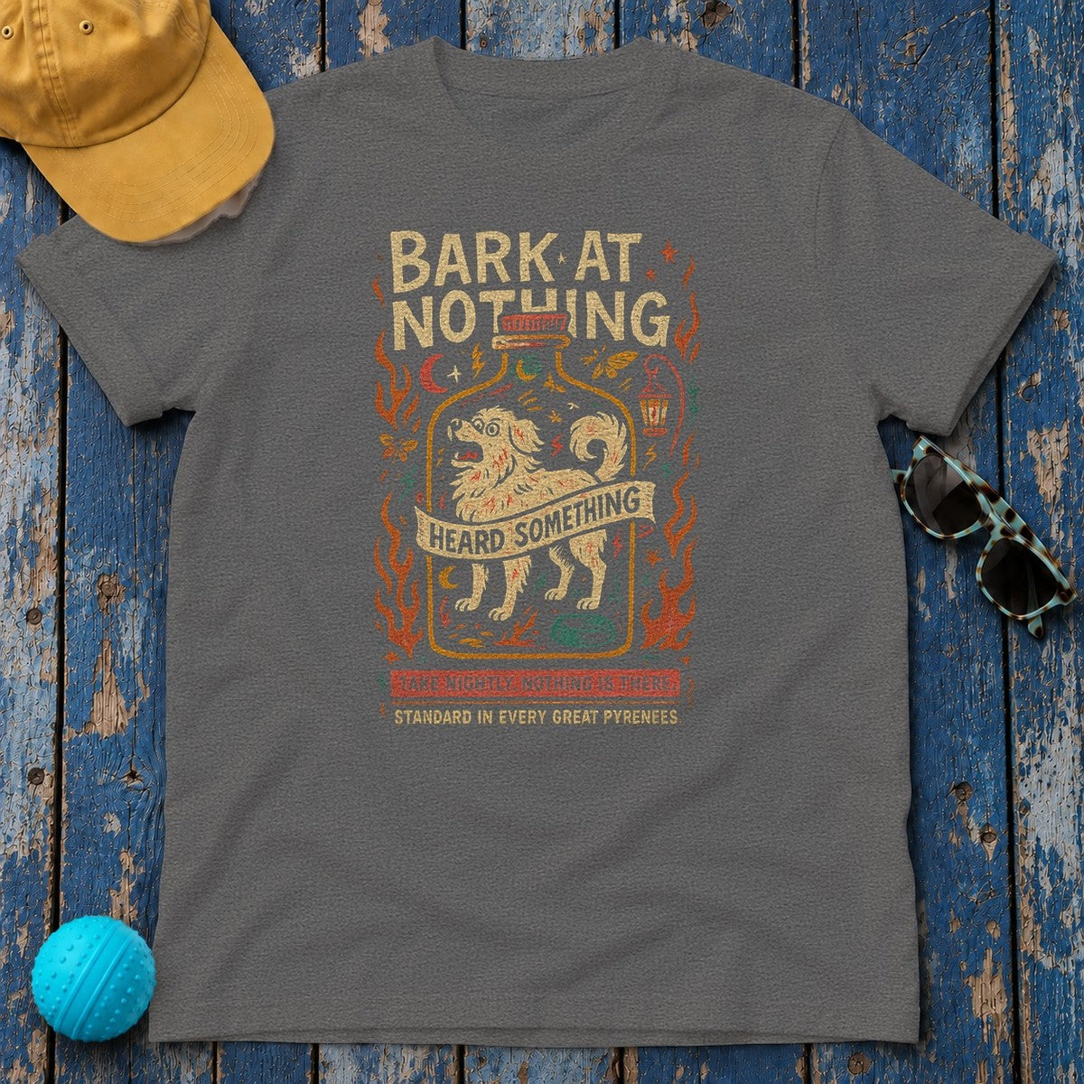 Great Pyrenees Bark At Nothing T-Shirt in Dark Grey Heather