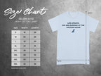 Gildan 5000 t-shirt size chart with "Life Update: We Are Barking At The Vacuum Again" graphic.