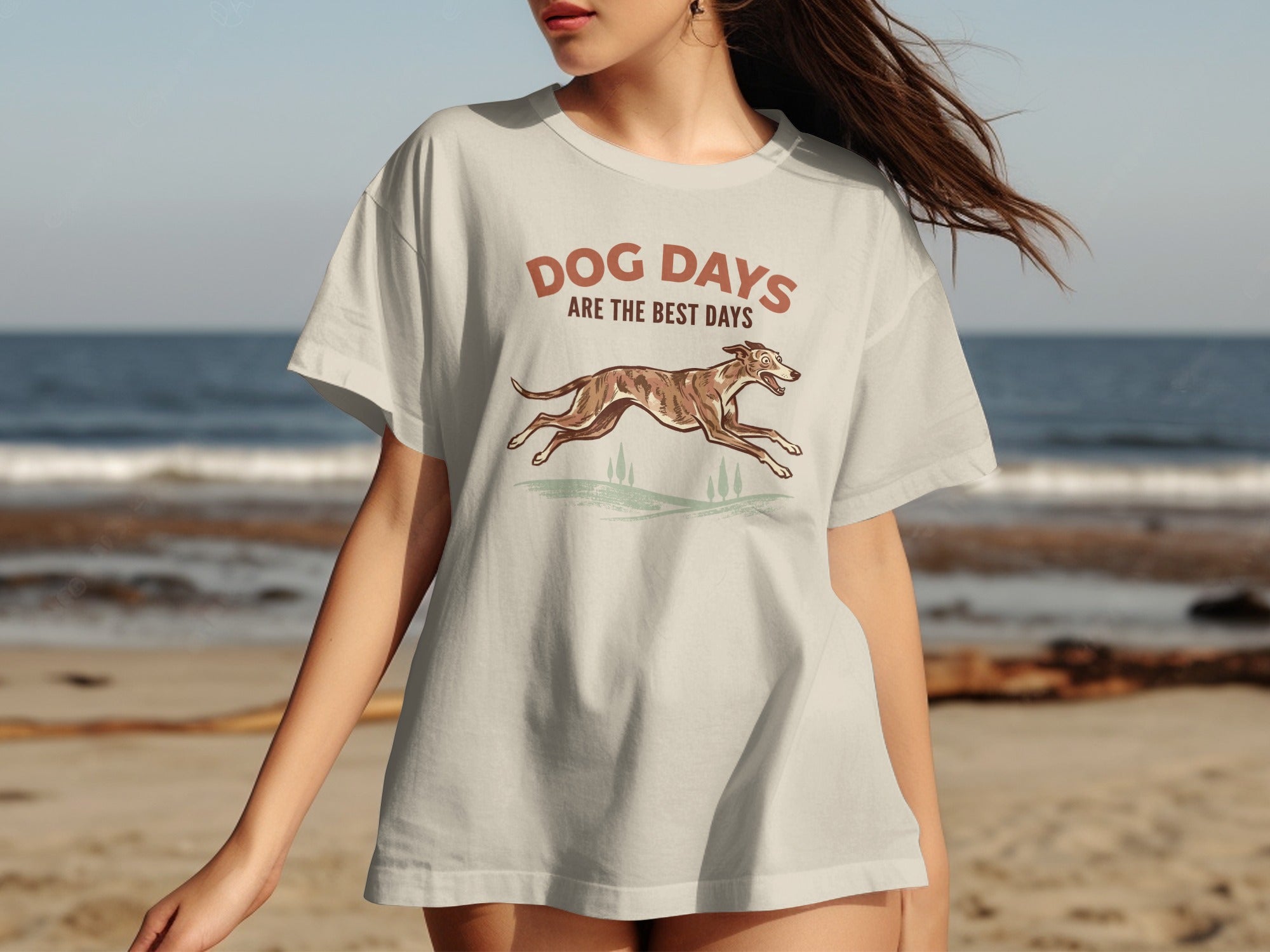 T-shirt with "DOG DAYS ARE THE BEST DAYS" and running dog graphic.