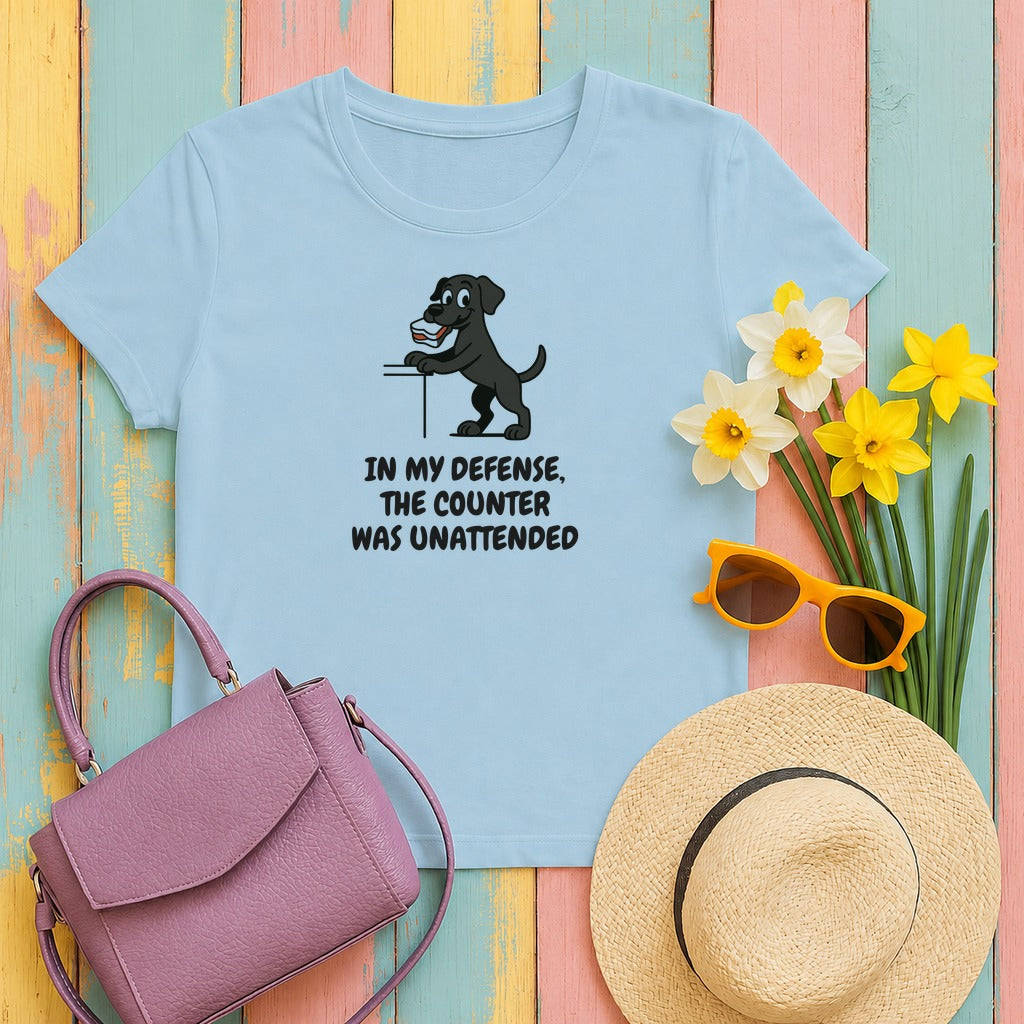 Black Labrador Counter Was Unattended Tee in Light Blue