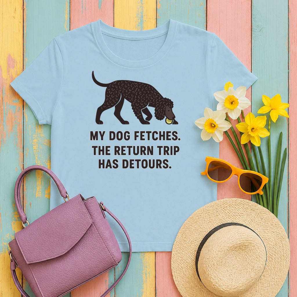 Irish Water Spaniel Return Trip Has Detours Tee in Light Blue