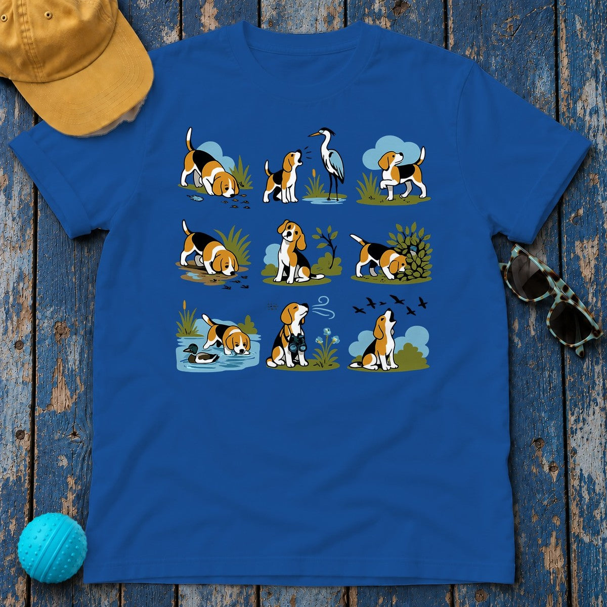 Whimsical Beagle Explorer T-Shirt in Royal