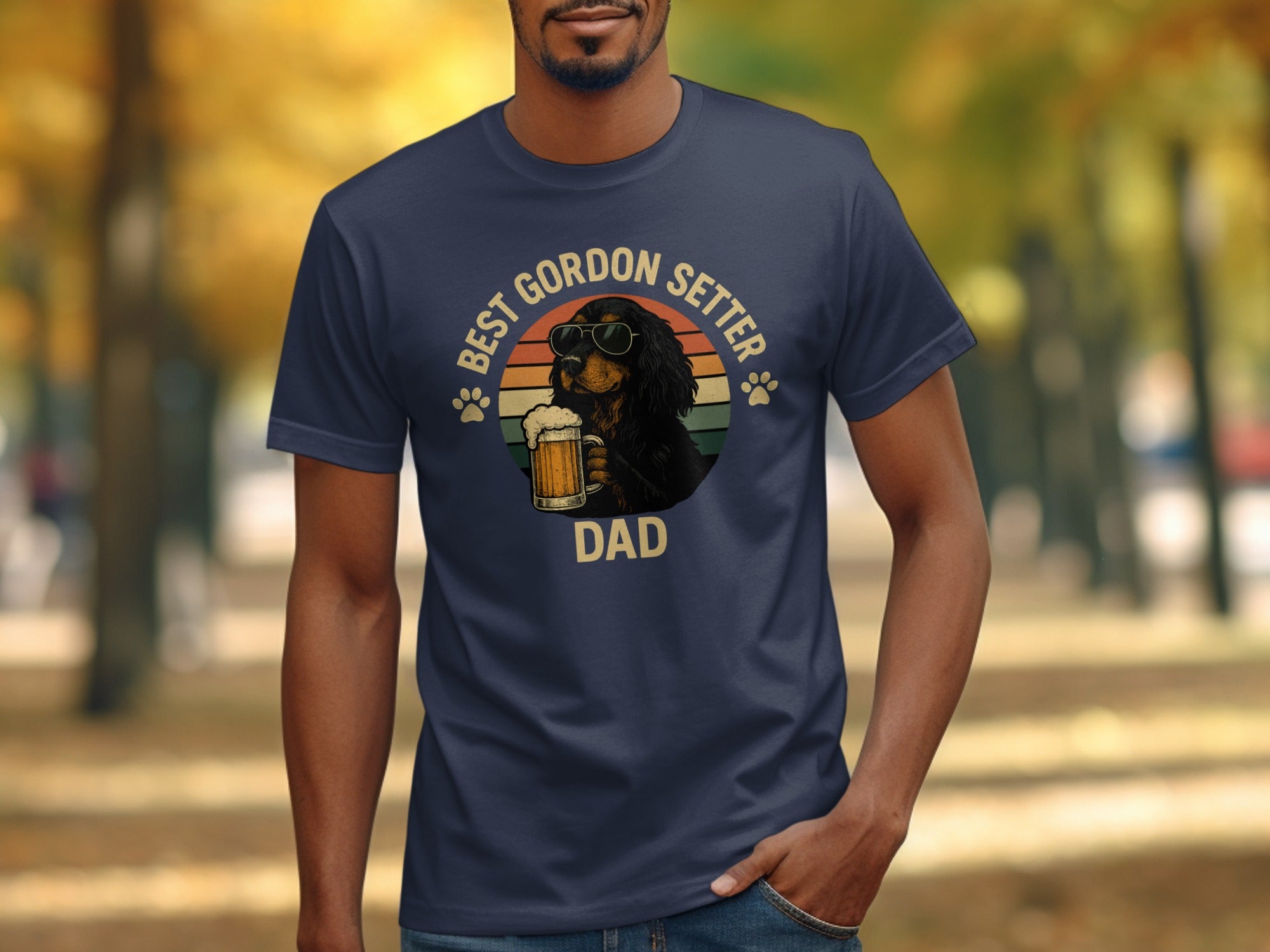 Best Gordon Setter Dad Retro Sunset T-shirt
