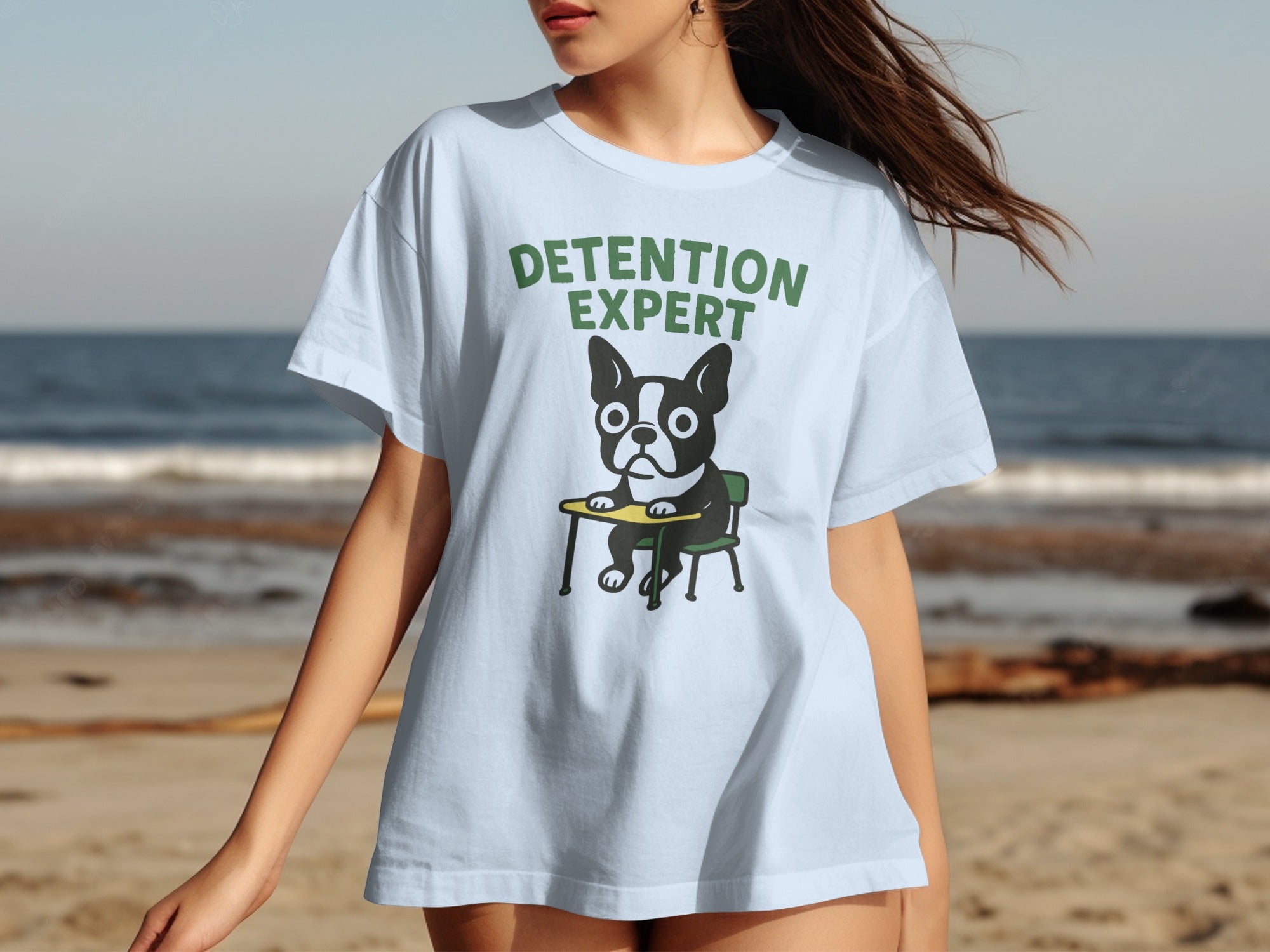 Detention Expert Funny Cartoon Dog Graphic T-shirt