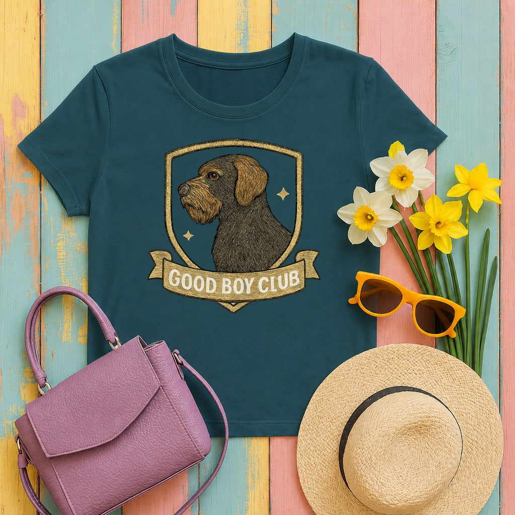 Wirehaired Pointing Griffon Good Boy Club T-shirt in Heather Deep Teal