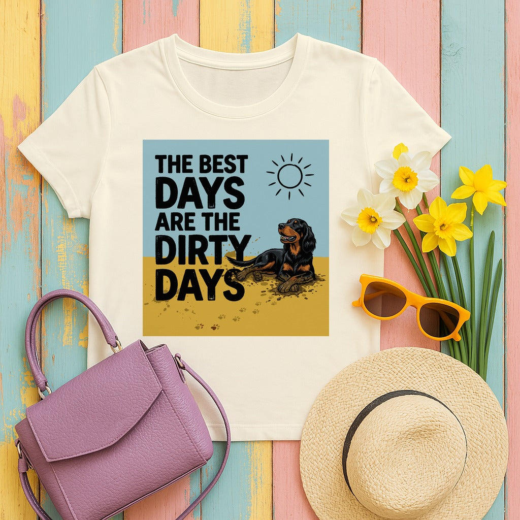 Dirty Days Happy Dog Gordon Setter T-Shirt in Natural