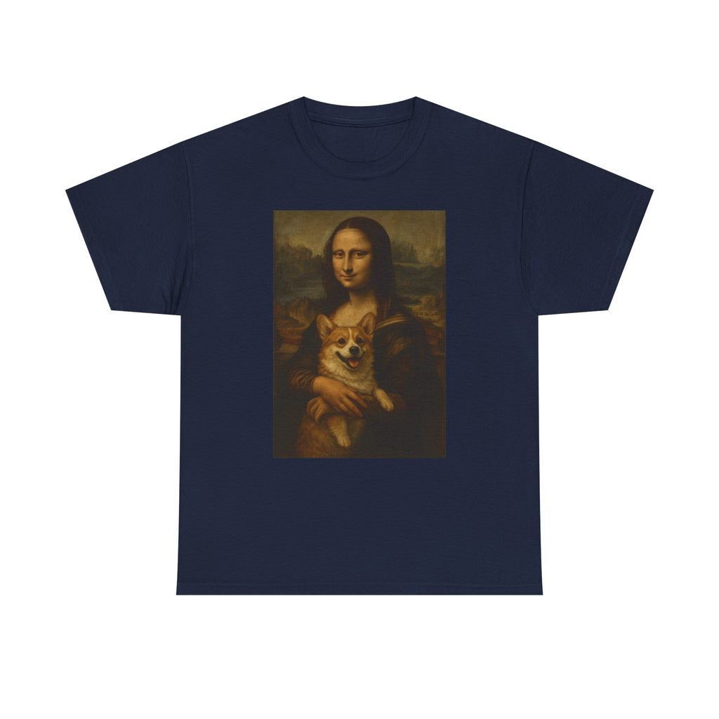 Mona Lisa and Corgi Fine Art Portrait Funny Meme T-Shirt