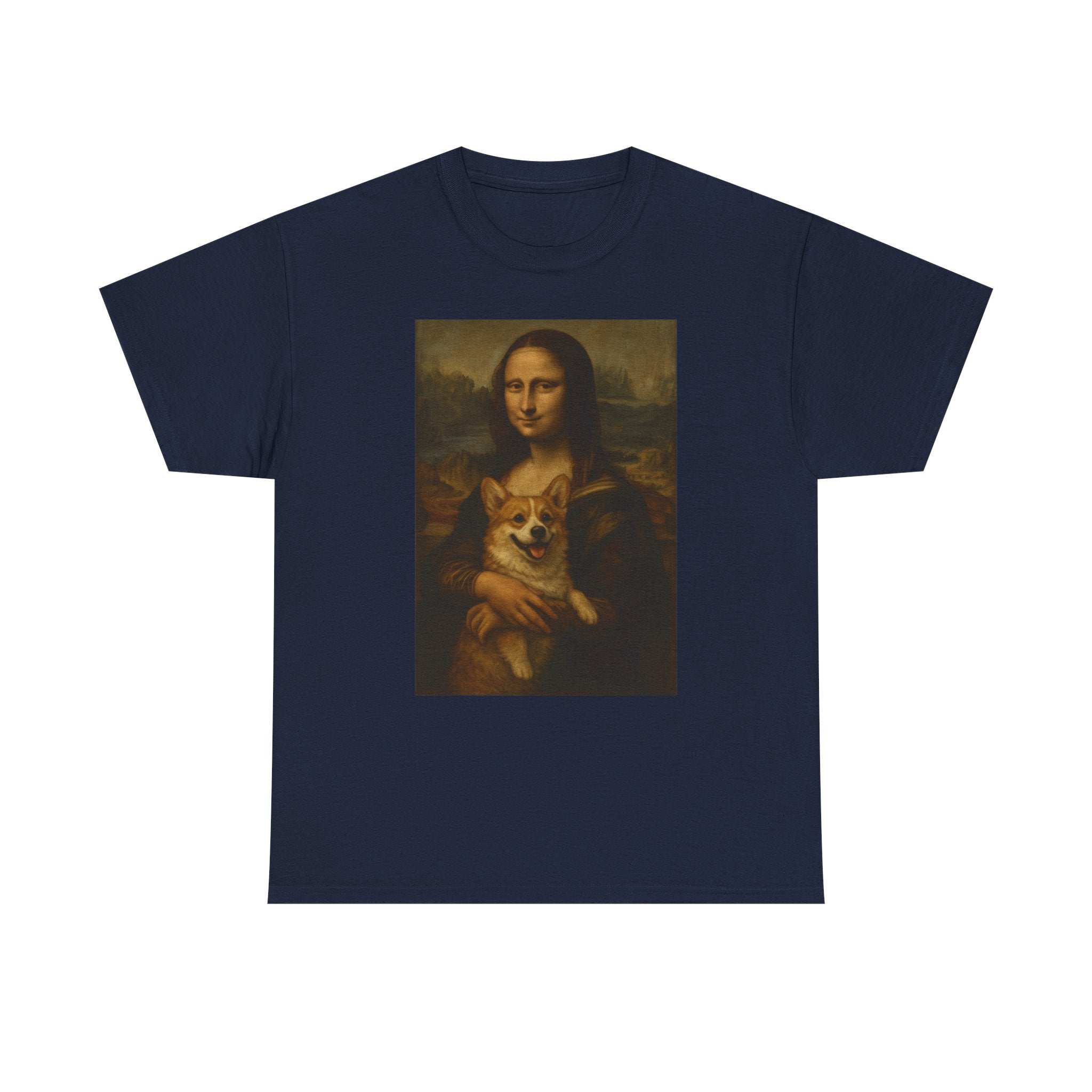 Mona Lisa and Corgi Fine Art Portrait Funny Meme T-Shirt