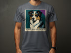 T-shirt with graphic art of an Australian Shepherd dog, text "ENDLESS HUNGER".