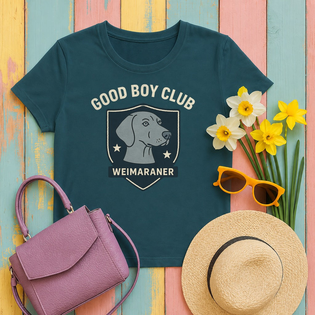 Weimaraner Good Boy Club Tee in Heather Deep Teal