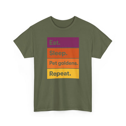 Color Block Unisex Tee - Eat, Sleep, Pet Goldens, Repeat TShirt