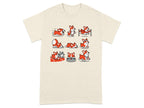 Nine cartoon corgis in various poses including running, jumping, and resting.