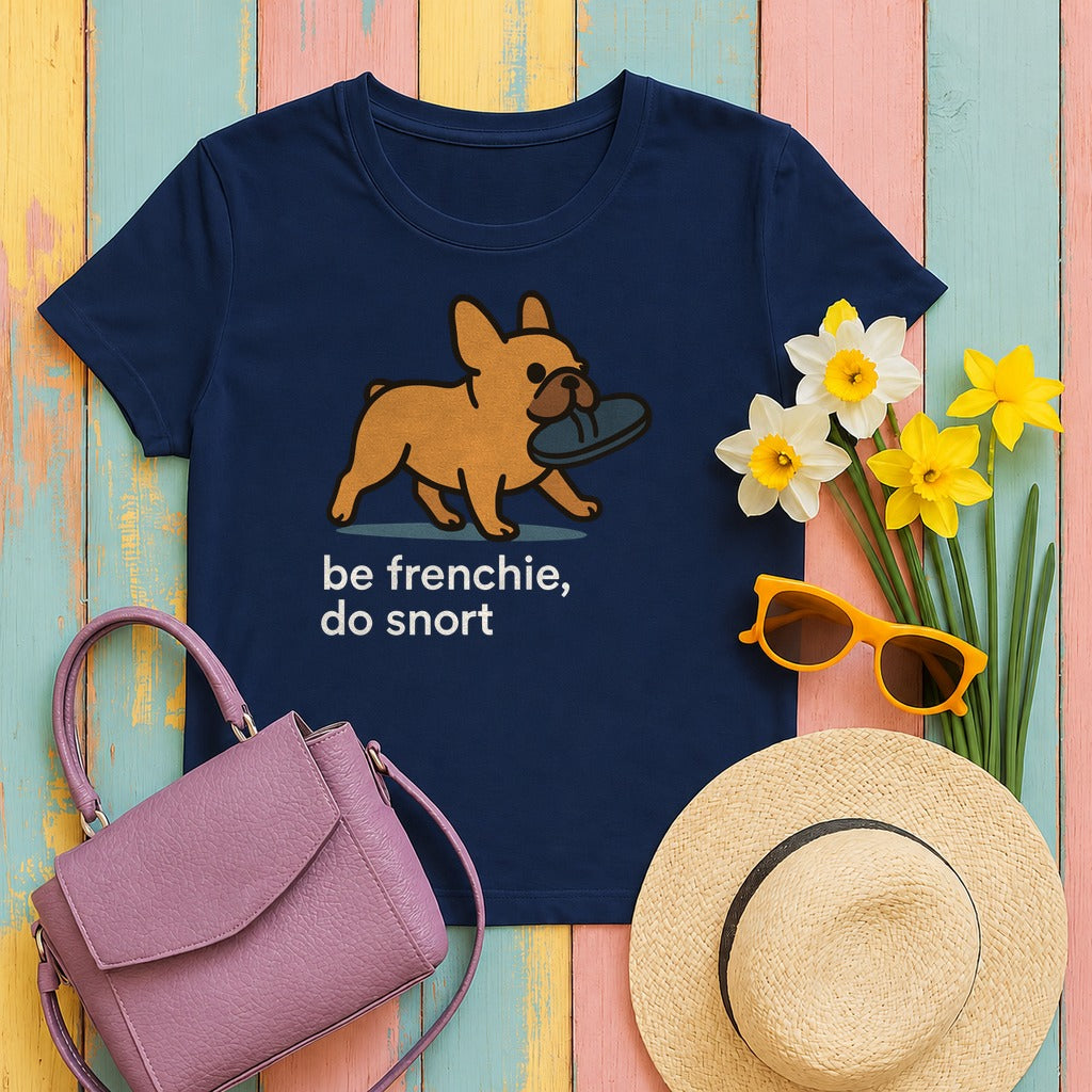 Be Frenchie Do Snort T-Shirt in Navy