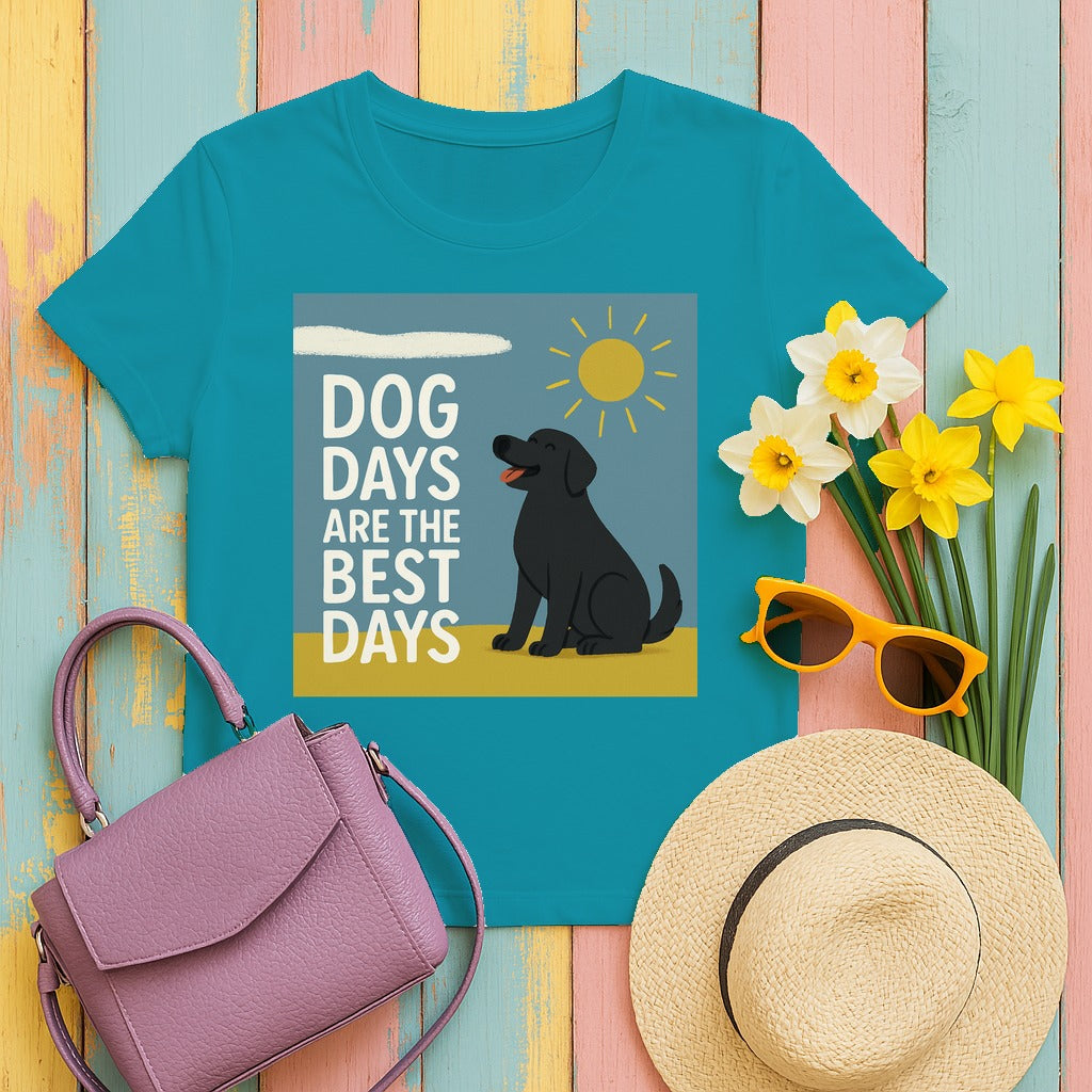 Dog Days Happy Black Lab T-Shirt in Tropical Blue