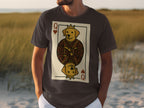 T-shirt with Queen of Hearts playing card design featuring dogs.