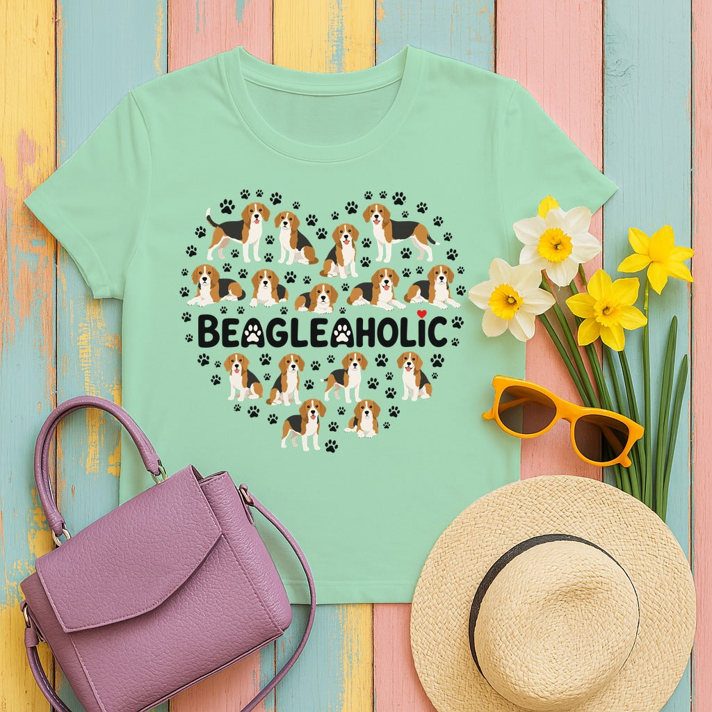 Beagleaholic Affinity Heart T-Shirt in Mint Green