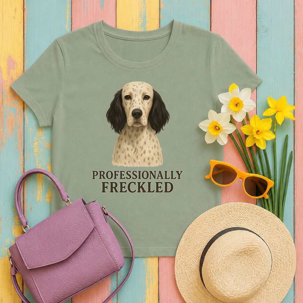 English Setter Professionally Freckled Tee in Sage