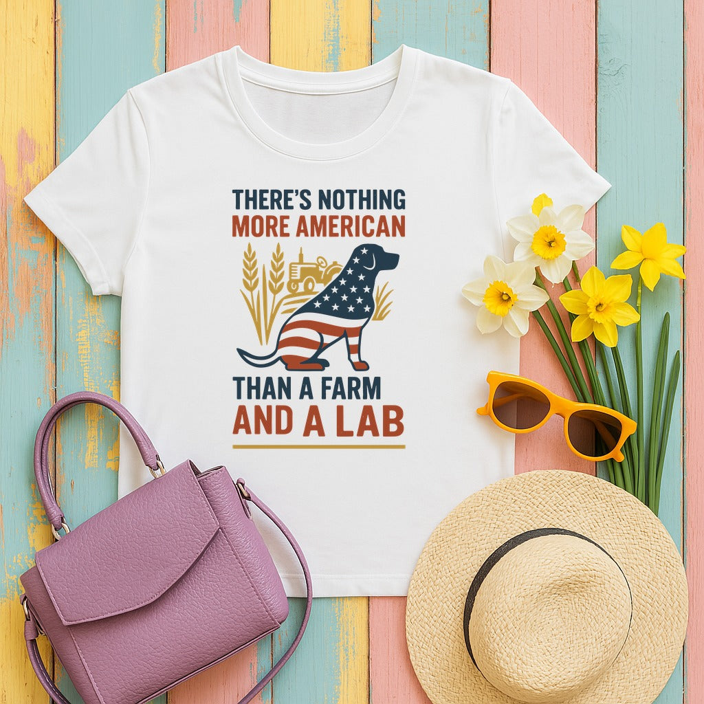 There's Nothing More American Than A Farm And A Lab T-Shirt in White