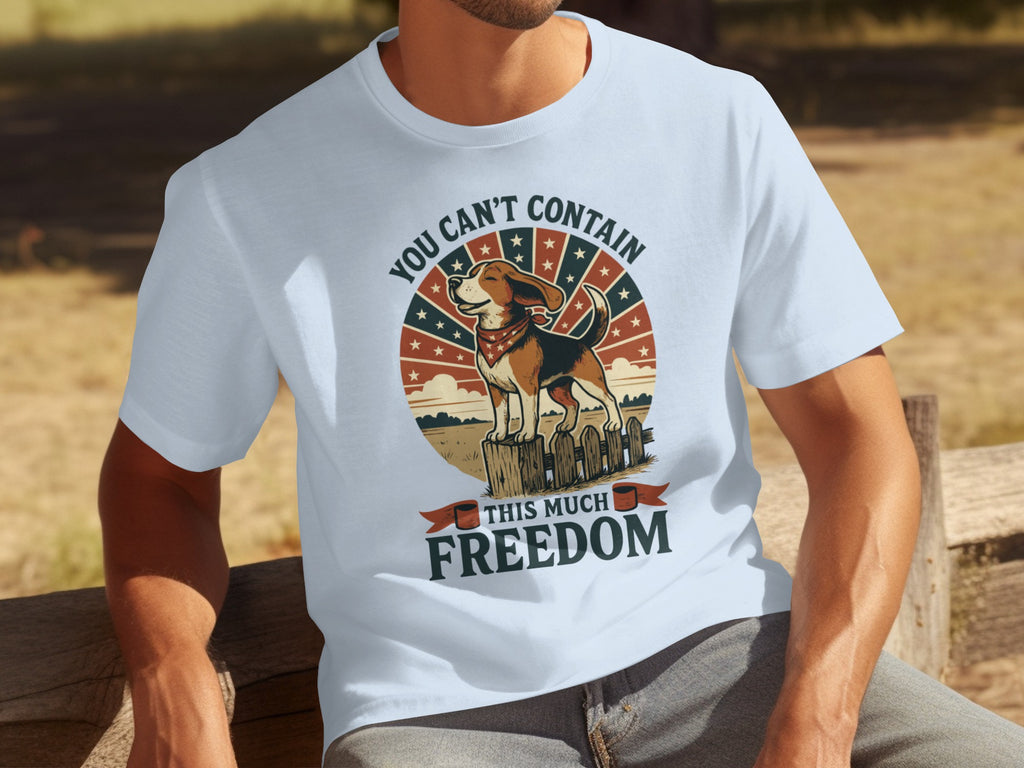 Patriotic Dog Graphic You Can't Contain This Much Freedom Tee