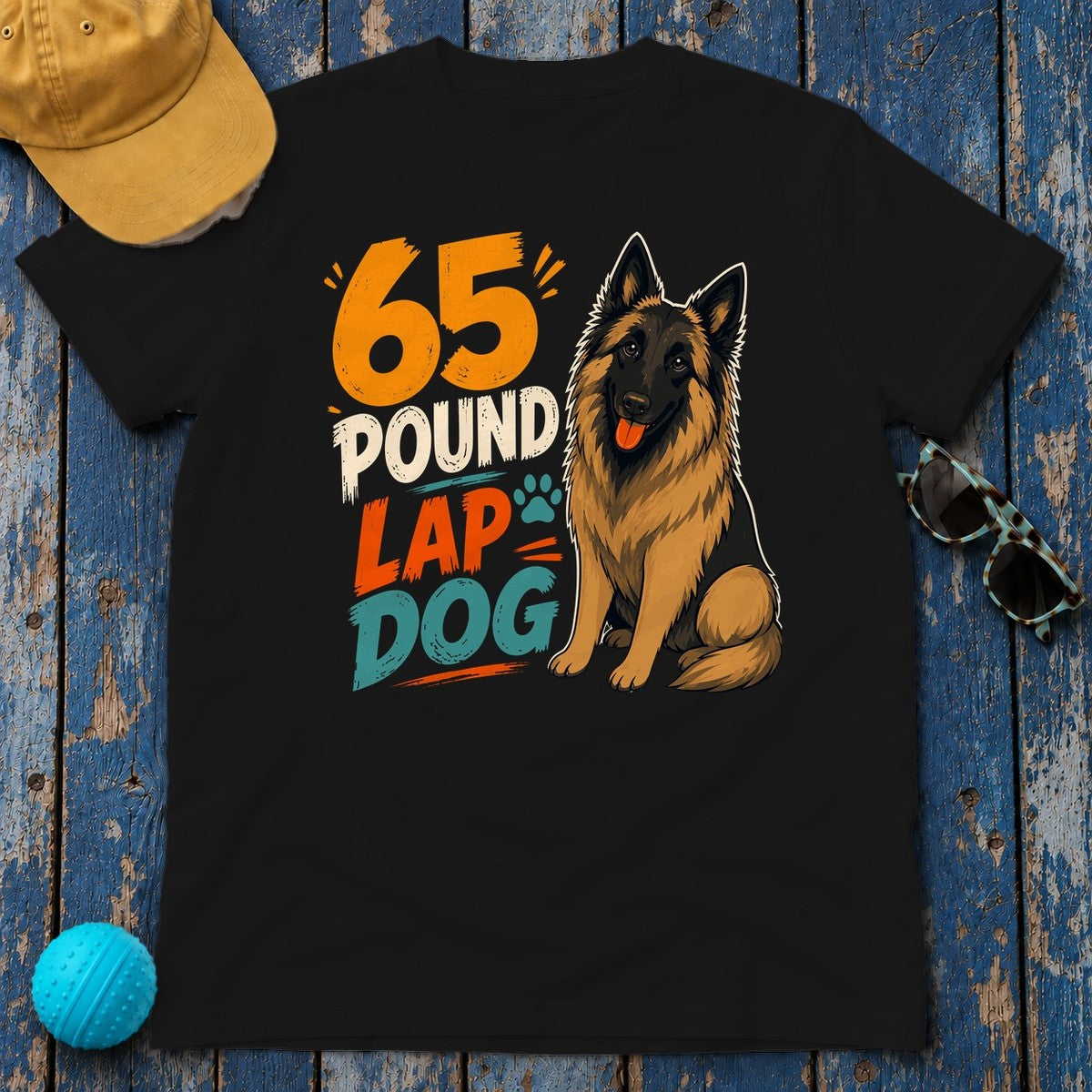 65 Pound Lap Dog Tervuren T-Shirt in Black