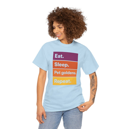 Color Block Unisex Tee - Eat, Sleep, Pet Goldens, Repeat TShirt