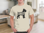 Cream t-shirt showing a black silhouette of a Schnauzer dog with the word "Schnauzer" inside.