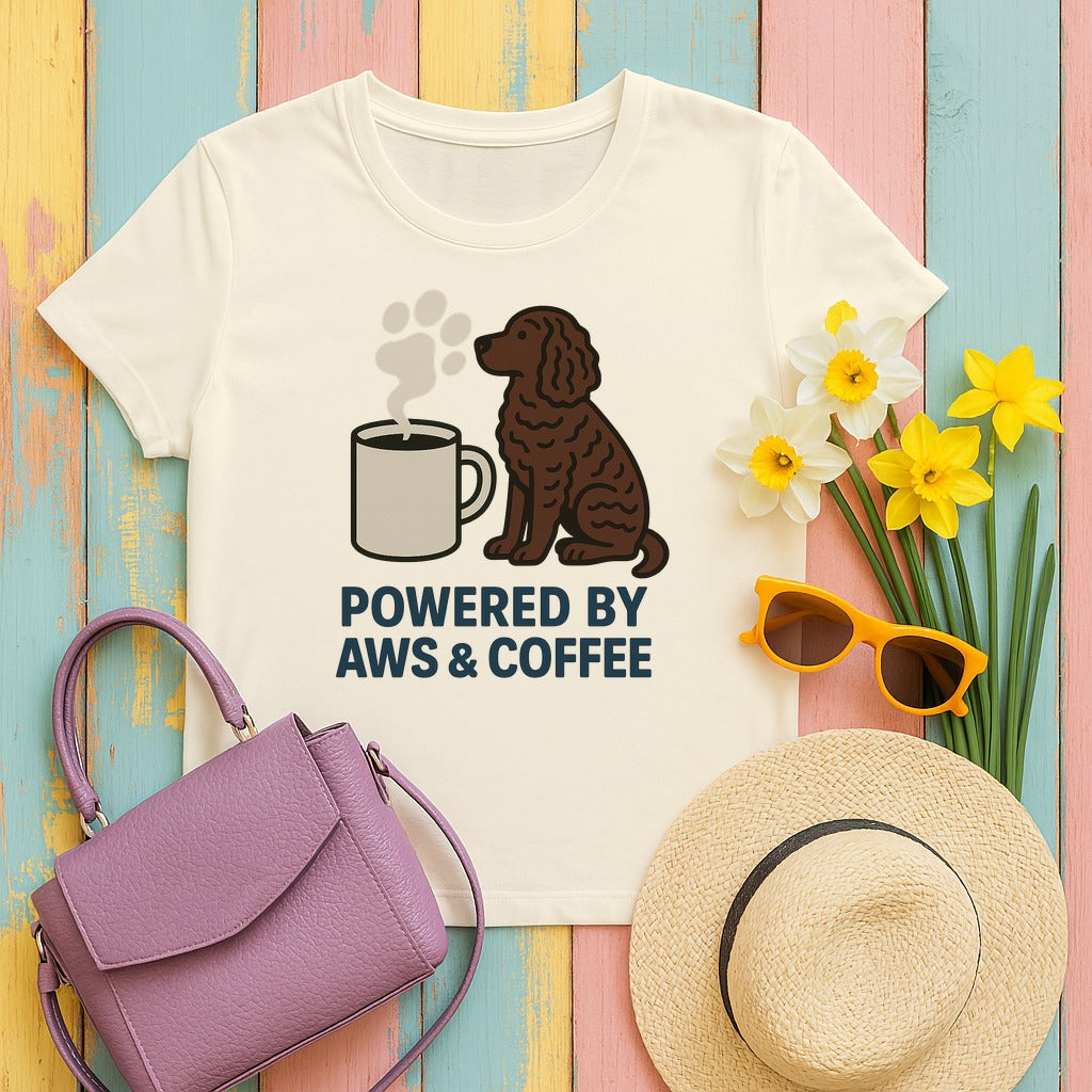 American Water Spaniel Powered By AWS And Coffee Tee in Natural