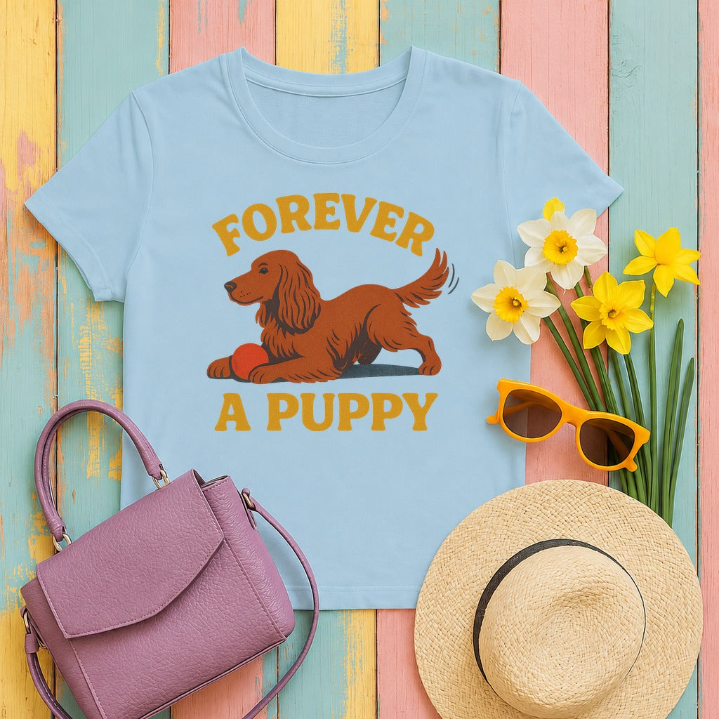 Irish Setter Forever a Puppy T-shirt in Light Blue