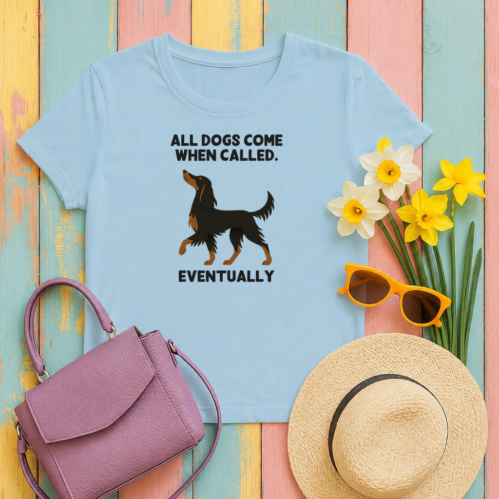 Gordon Setter Comes When Called Eventually Tee in Light Blue