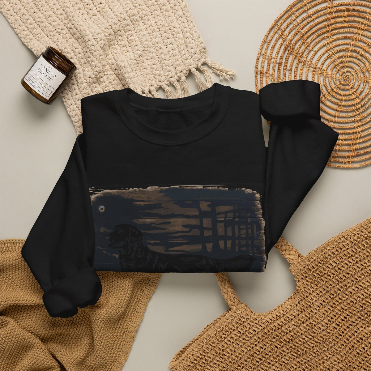 Golden Retriever Woodcut Style Graphic Print Sweatshirt