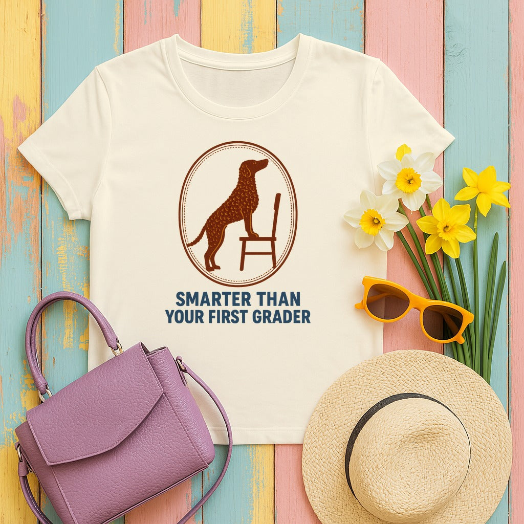 Curly-Coated Retriever Smarter Than Your First Grader Tee in Natural