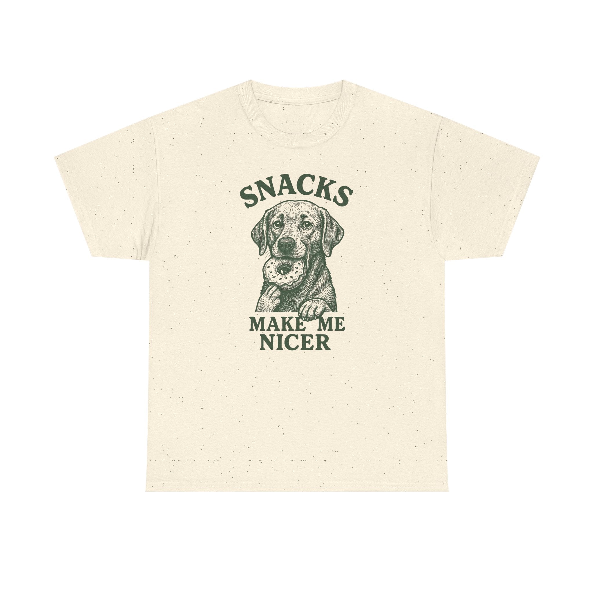 Snacks Make Me Nicer Labrador With Donut Graphic Novelty T-Shirt