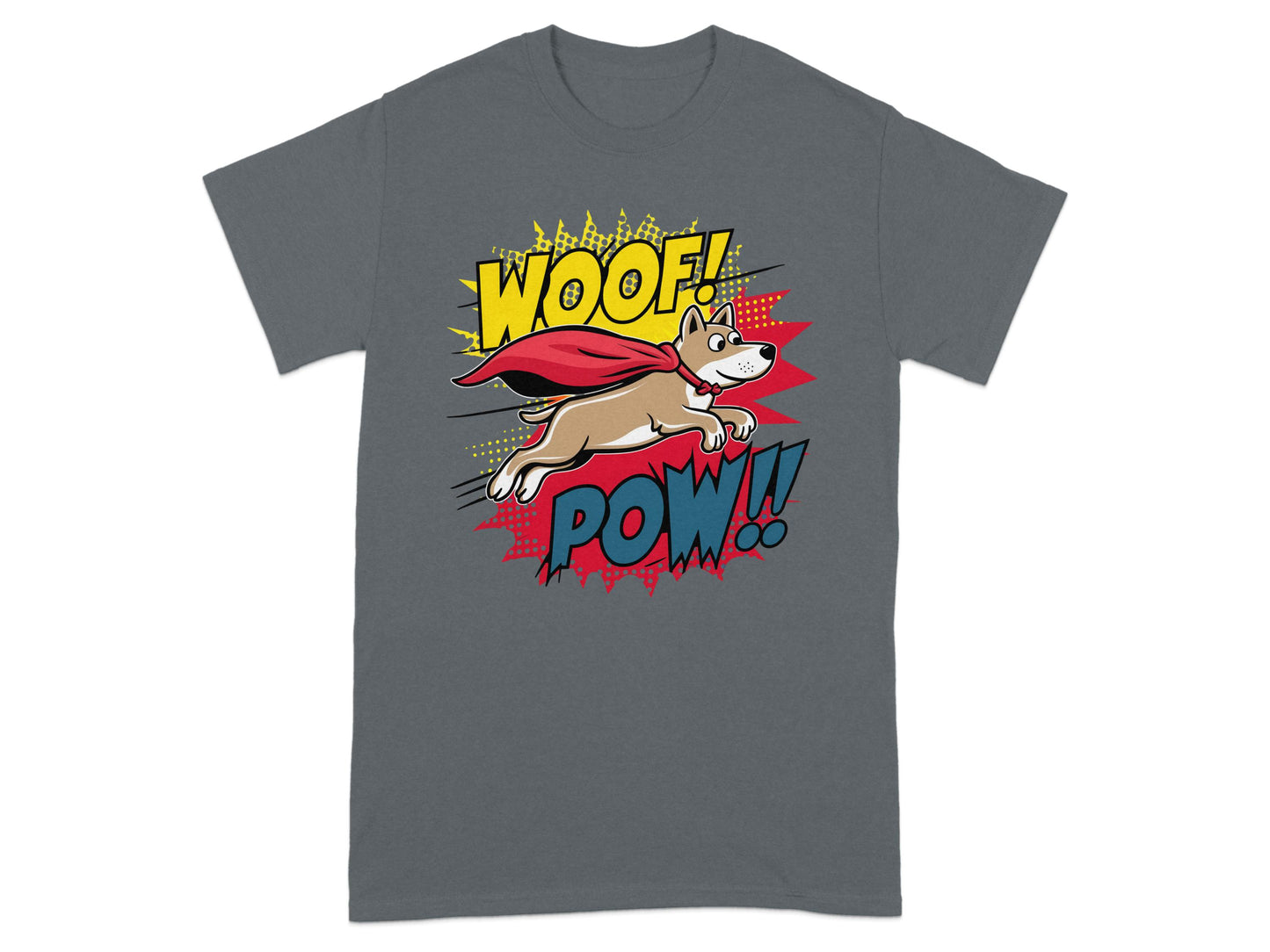 Woof Pow Superhero Dog Design Graphic Tee product
