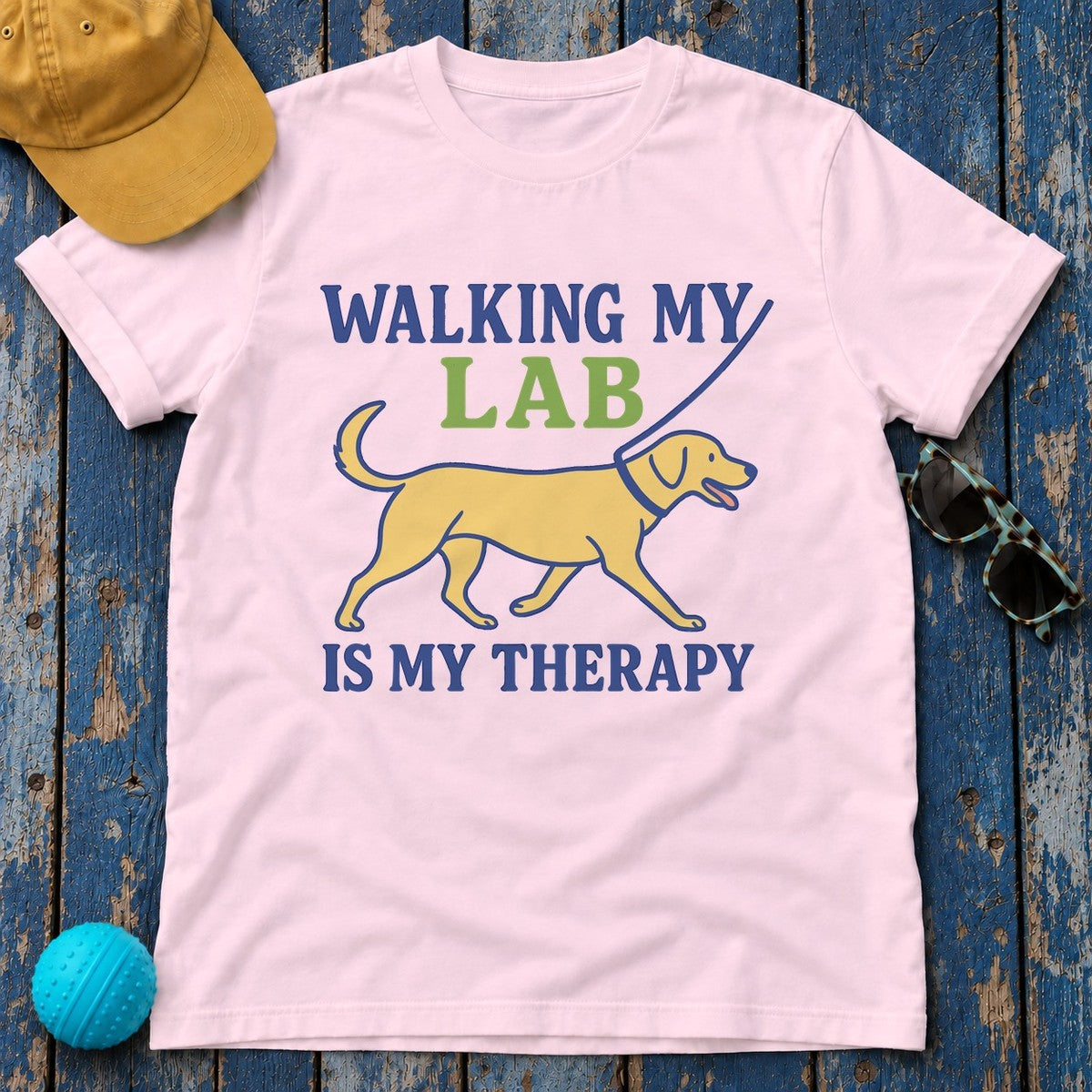 Walking My Lab T-Shirt in Light Pink