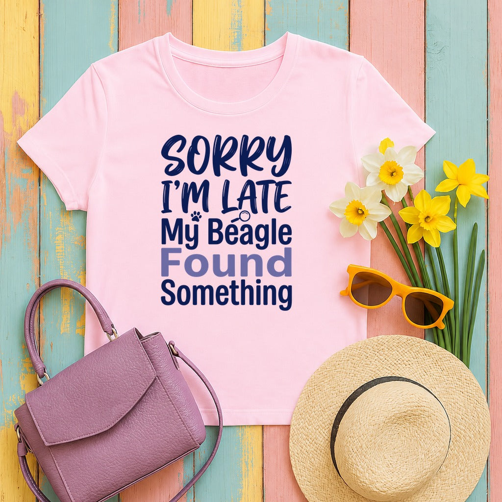 My Beagle Found Something Funny T-Shirt in Light Pink